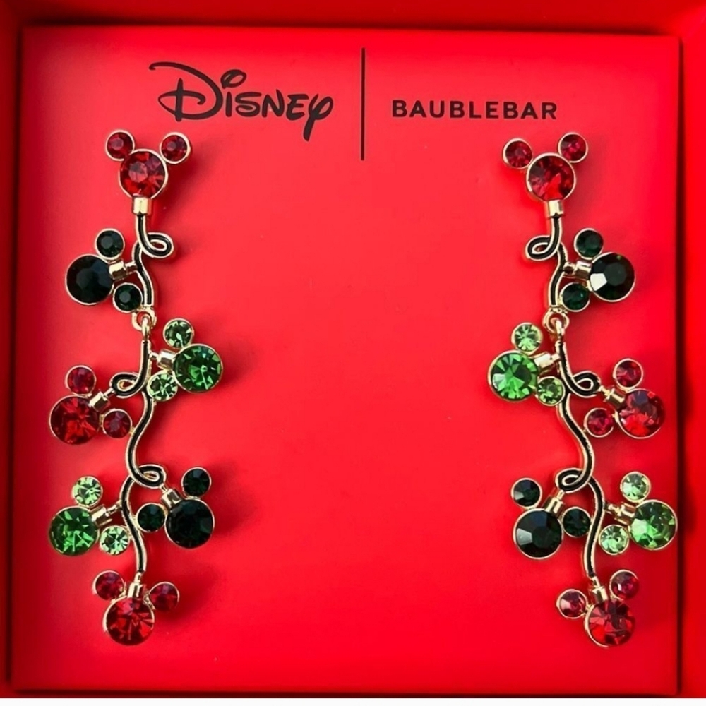 NWT DISNEY/ BAUBLEBAR MICKEY RHINESTONE/ LIGHT  EARRINGS ❤️💚❤️💚❤️💚